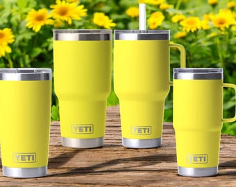 YETI - Vaso térmico personalizado grabado con láser de 30 oz y 20 oz, taza Rambler Straw de 35 oz y taza Stronghold de 20 oz - Amarillo Luciérnaga