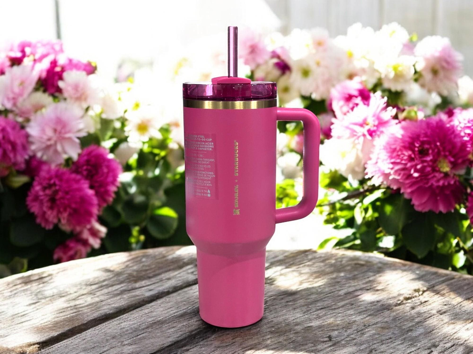 Stanley X Starbucks Berry Pink Glitter - Personalized Laser