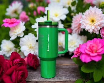 Stanley x Starbucks Pearl Green - Personalized Laser Engraved 40oz Quencher H2.0 Flowstate Tumbler