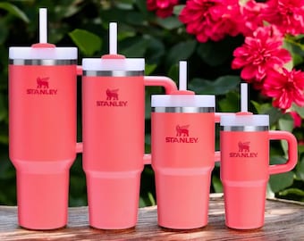Stanley Hot Coral - Gepersonaliseerde lasergegraveerde 40oz, 30oz, 20oz en 14oz quencher H2.0 flowstate-beker