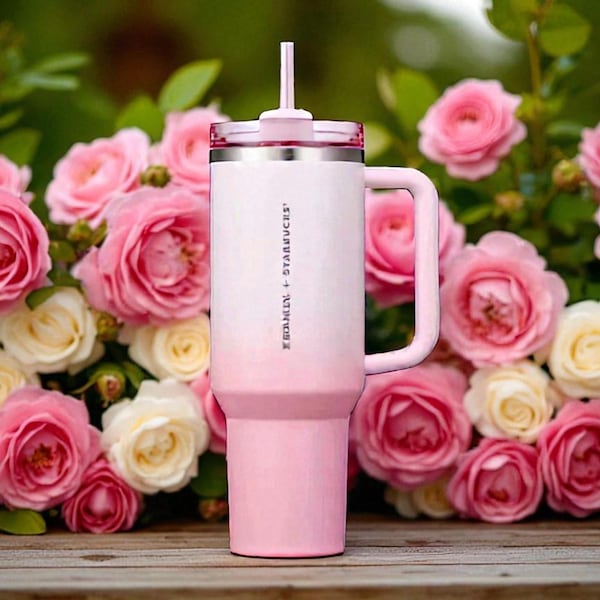 Stanley x Starbucks Korea Pink - Personalized Laser Engraved 40oz Quencher H2.0 Flowstate Tumbler