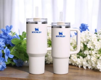 Stanley Cream Royal - Personalized Laser Engraved 40oz & 30oz H2.0 Quencher Flowstate Tumbler