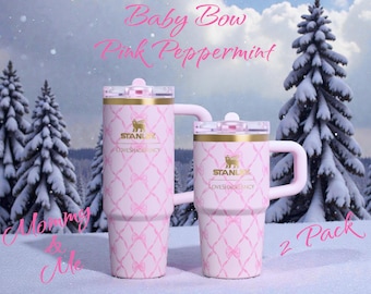 Stanley x LSF Holiday Baby Bow Pink Peppermint - Personalized Laser Engraved 30oz & 20oz ProTour