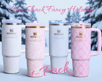 Stanley x LSF Holiday Quencher ProTour Flip Straw 4 Pack - Vasos personalizados grabados con láser de 30 oz. ¡Se venden como un juego de cuatro!