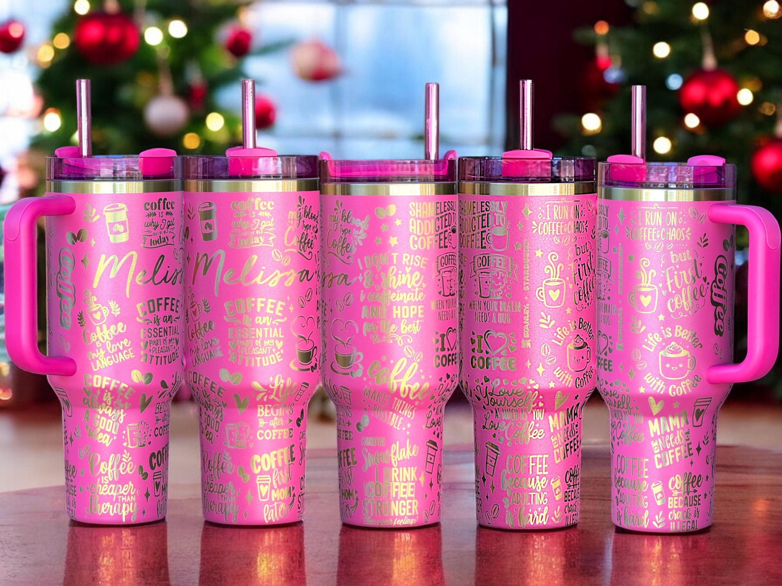 Stanley X Starbucks Berry Pink Glitter - Personalized Laser Engraved 40oz  Quencher Flowstate H2.0 Tumbler - Etsy