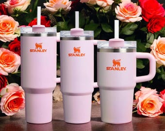 Stanley Rose Petal Shimmer - Vaso Quencher H2.0 Flowstate personalizado con grabado láser, disponible en 40 oz, 30 oz o 20 oz