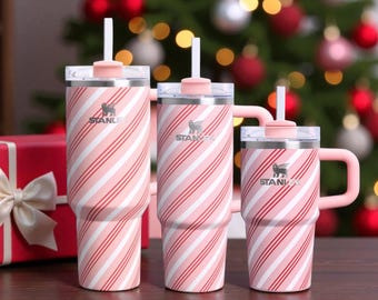 Stanley Strawberry Twist - Personalized Laser Engraved 40oz, 30oz, and 20oz Quencher H2.0 Flowstate Tumbler - Christmas Gift, Xmas Present