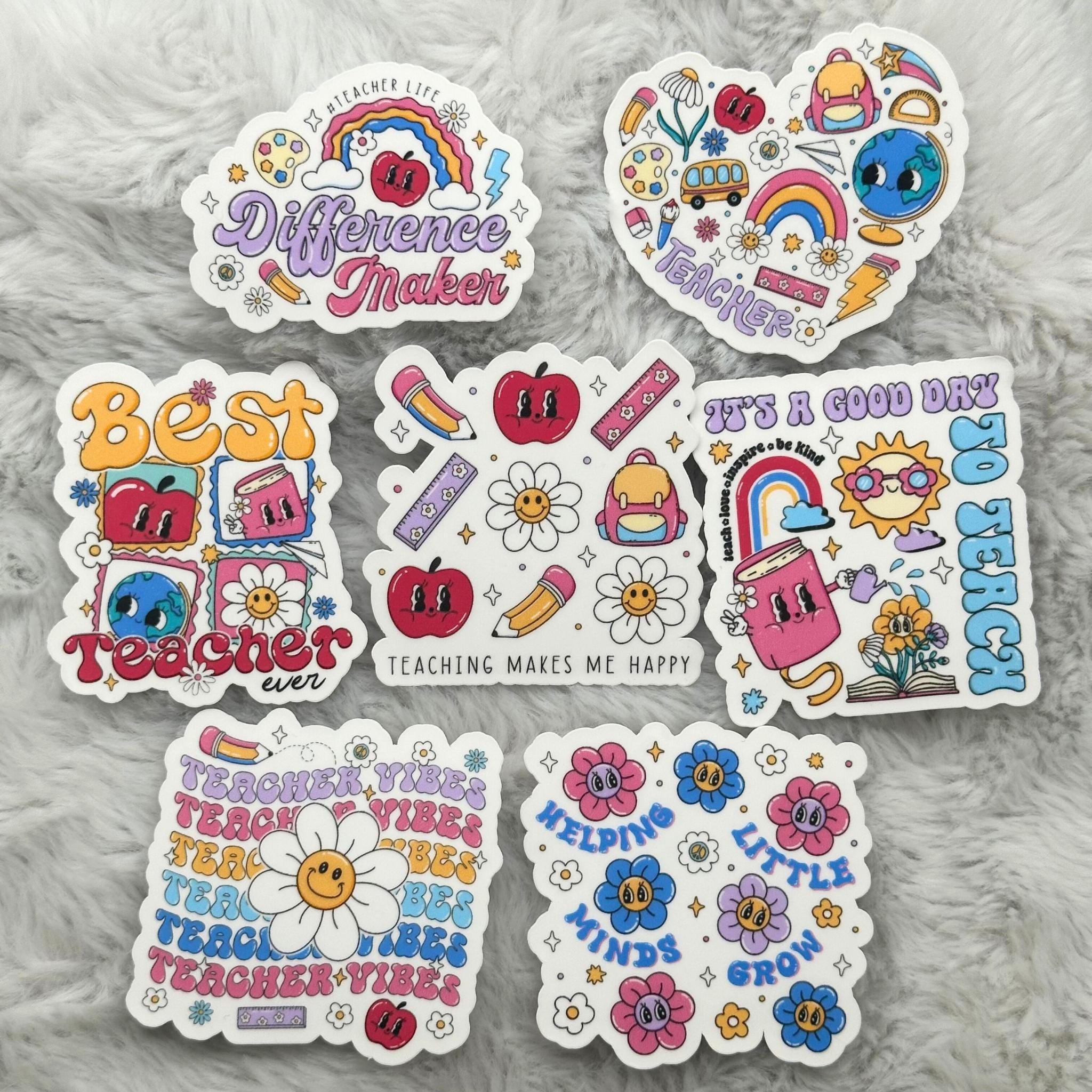 Packing Sticker Groovy 7pc Sticker Pack Retro Groovy Stickers - Teacher Gift Ideas Sticker Set ...