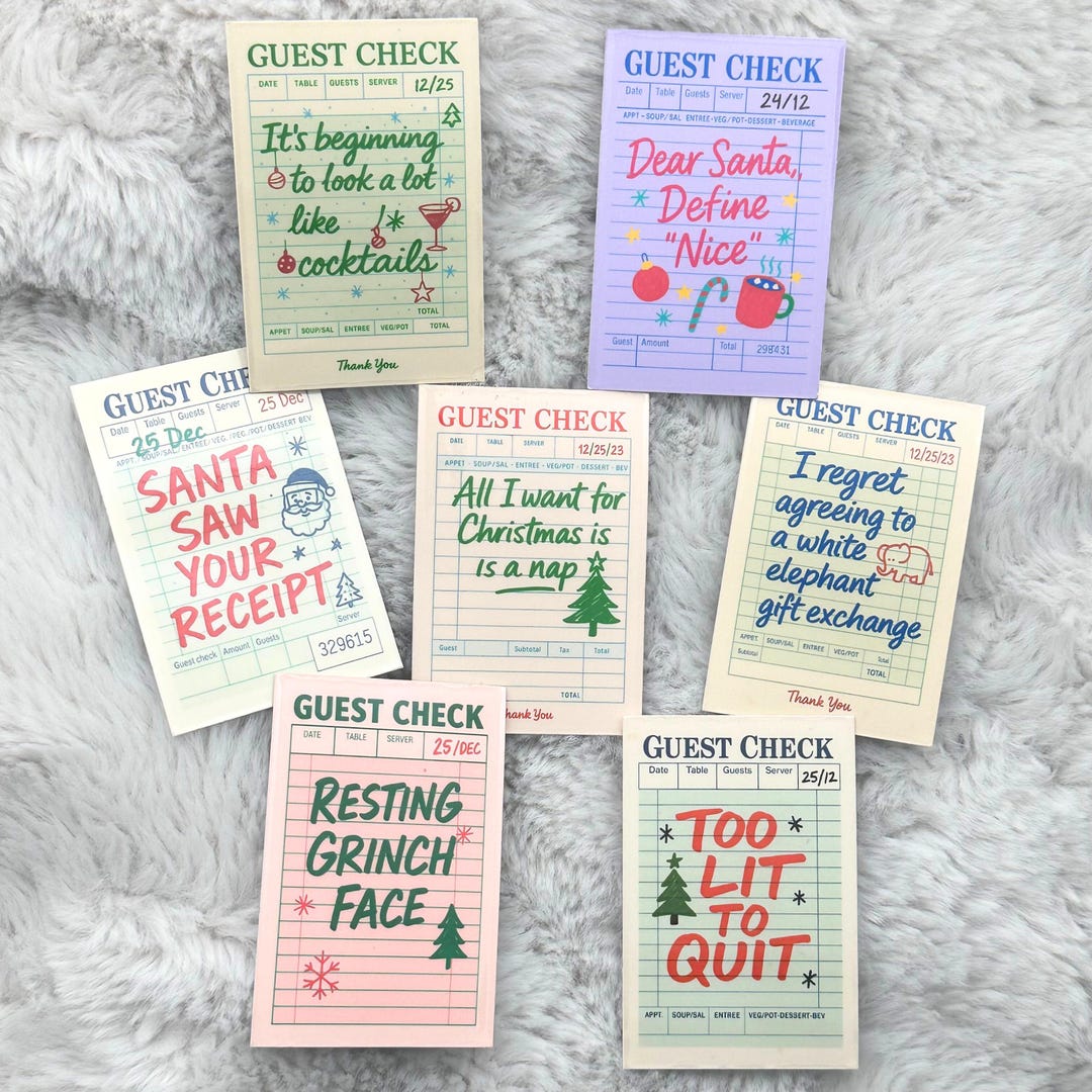 7pc Sticker Pack Retro Groovy Stickers - Guest Check Christmas Sticker ...