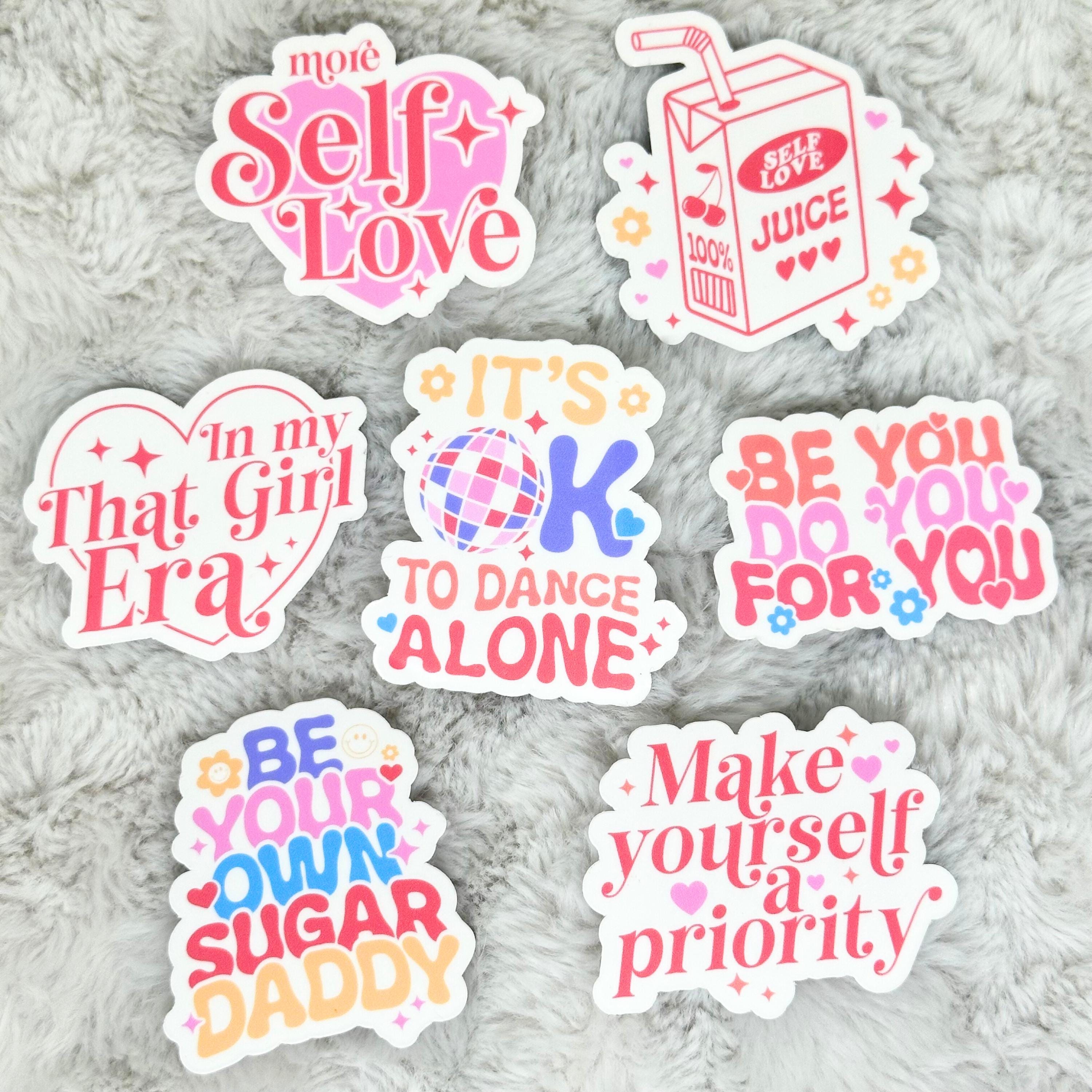 Packing Sticker Groovy 7pc Sticker Pack Retro Groovy Stickers - in My That Girl Era Self Love ...