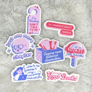 7pc Sticker Pack Retro Groovy Stickers - Bookish Reading Bookworm