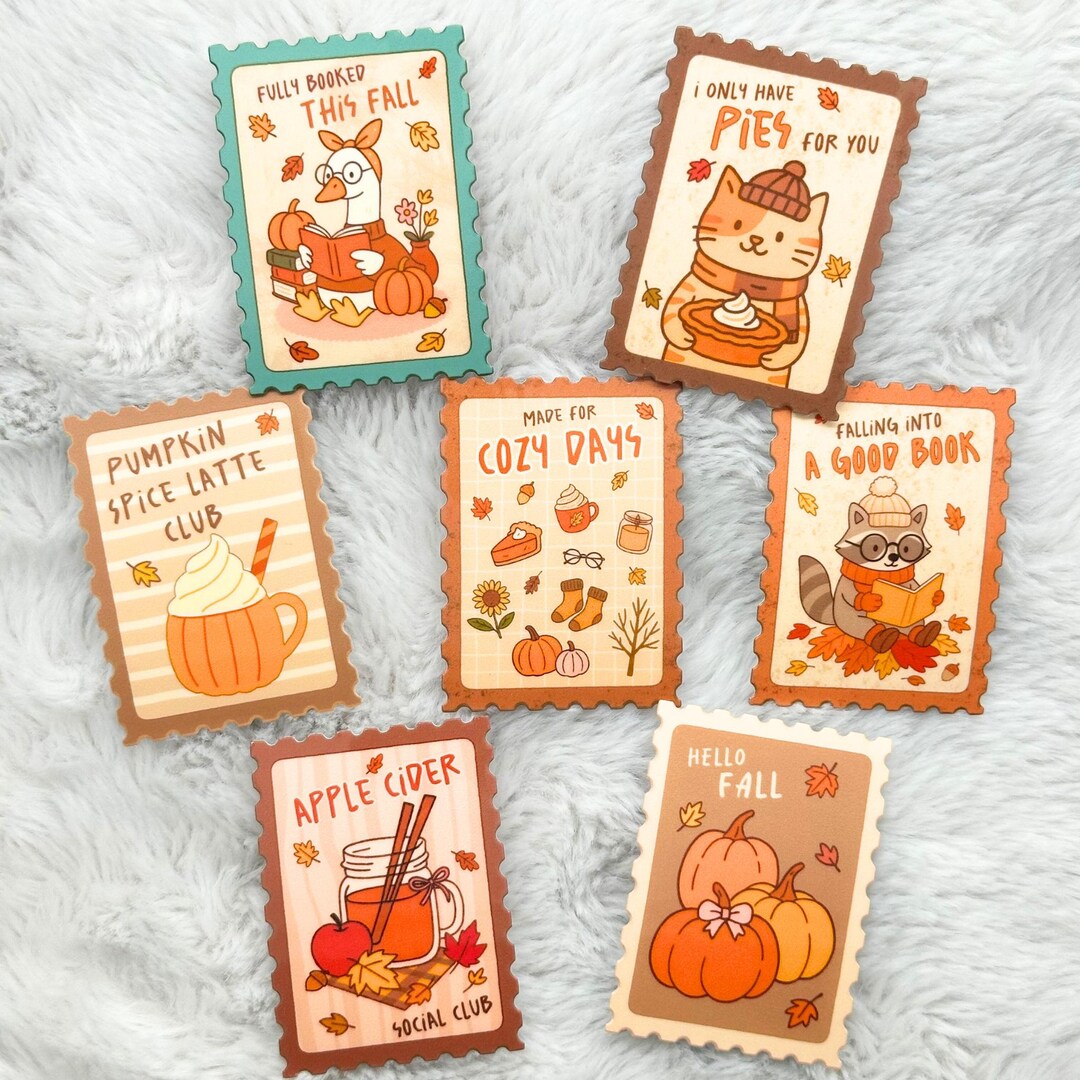 Packing Sticker Groovy 7pc Sticker Pack Retro Groovy Stickers - Fall Season Stamps Cozy ...