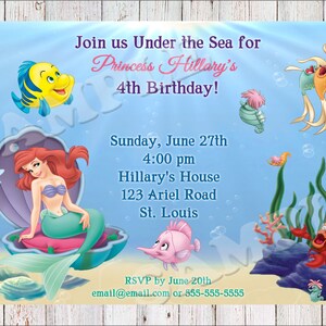 Invitation d’anniversaire de la Petite Sirène-IMPRIMABLE
