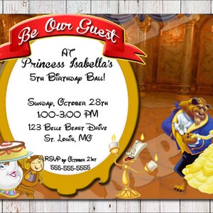 Disney Beauty and the Beast invito di compleanno-STAMPABILE
