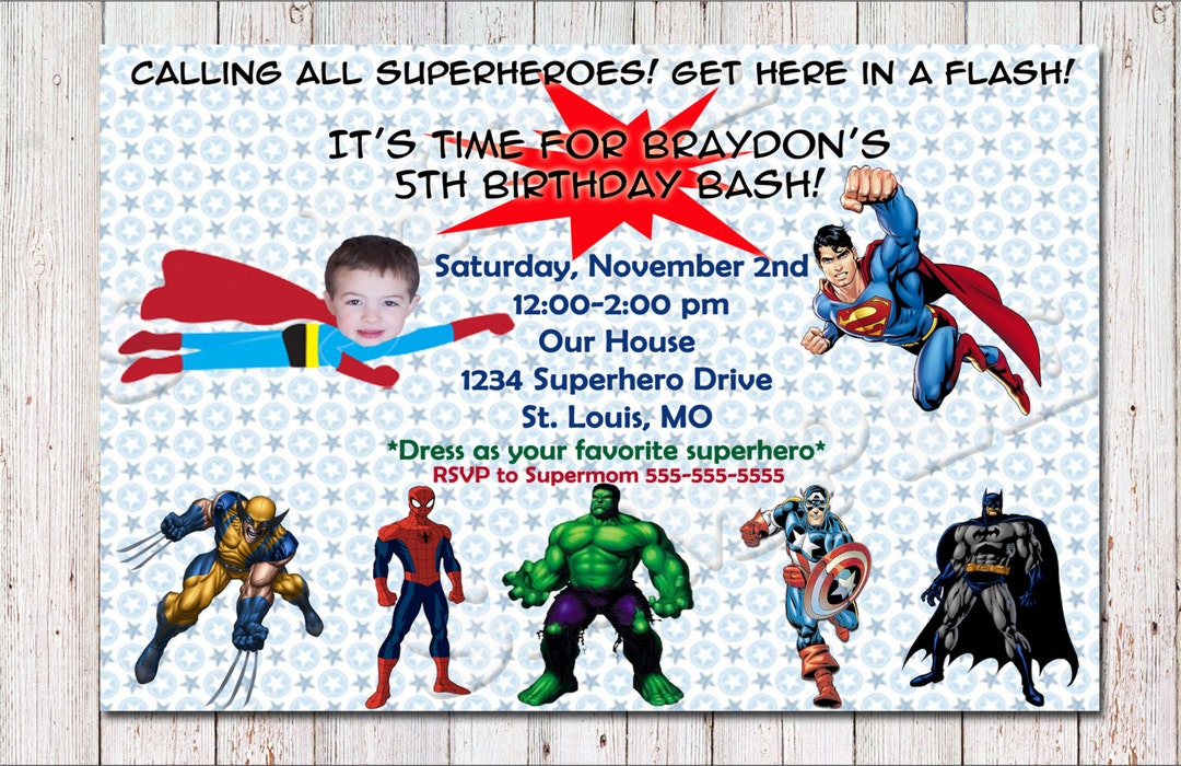 Superhero Birthday Invitation-printable - Etsy