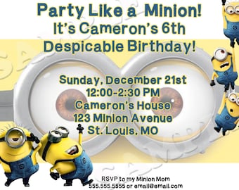Despicable Me Minion birthday invitation-PRINTABLE