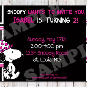 Invito Alla Festa Snoopy -STAMPABILE