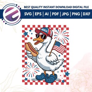 4th Of July Goose Svg PNG,Cute American Goose Shirt,Sublimation File,Patriotic Duck Hotdog Png Funny 4th of July, svg cricut Cut File