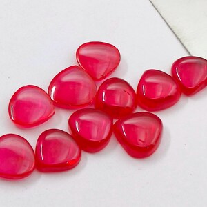 30 Cts Natural Red Ruby 10X10 MM Heart Shape Cabochon Loose Gemstone Lot J16