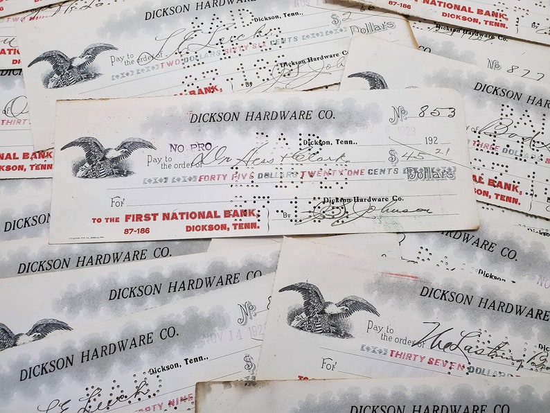 25 Vintage Checks Used Check Blanks for Mixed Media and Junk Etsy