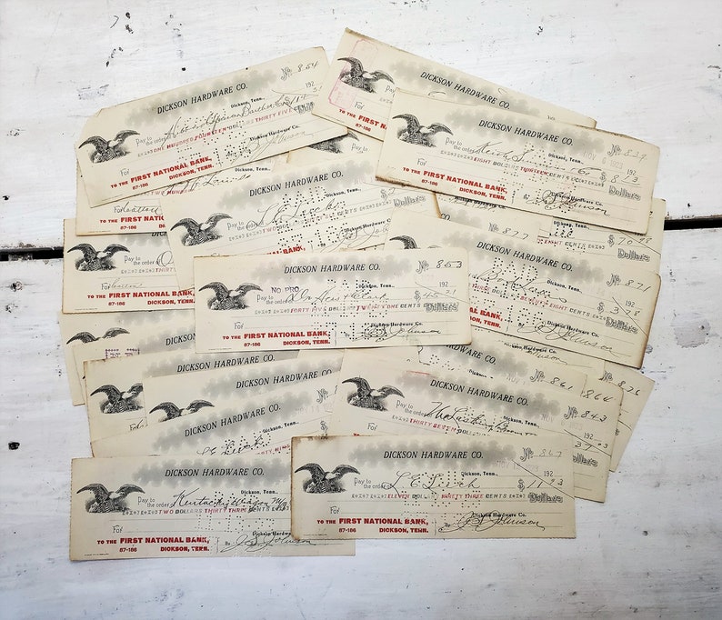 25 Vintage Checks Used Check Blanks for Mixed Media and Junk Etsy