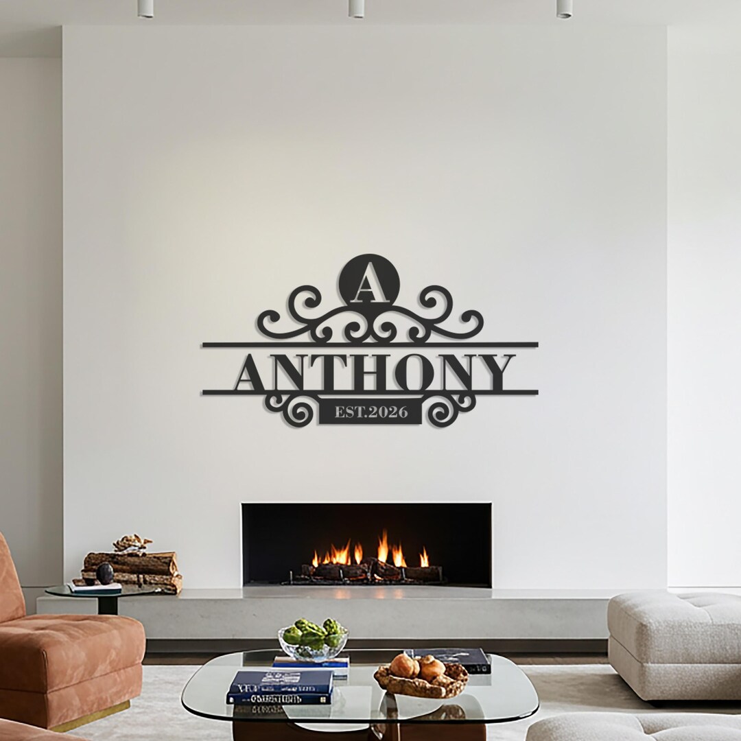 Custom Family Name Metal Sign, Personalized Monogram Wall Decor - Etsy
