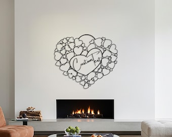 Arte de pared de corazón de metal personalizado: decoración moderna y personalizada para el hogar