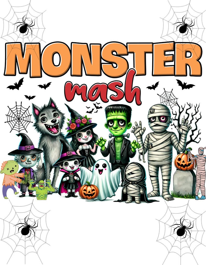 Monster Mash Halloween PNG Digital Download,digital Download for DTG ...