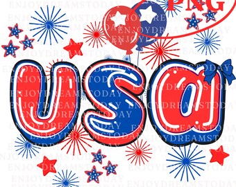 Usa PNG, Girly Coquette Patriotic Digital Download, 4th of July PNG File, Balloon Bow Usa Shirt Design, Sublimation PNG, 250th Anniversary