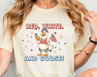 Funny Goose 4th of July Shirt, Silly Goose American Flag Tee, Patriotic Goose Sweatshirt, Independence Day Humor Shirt, USA Goose Gift