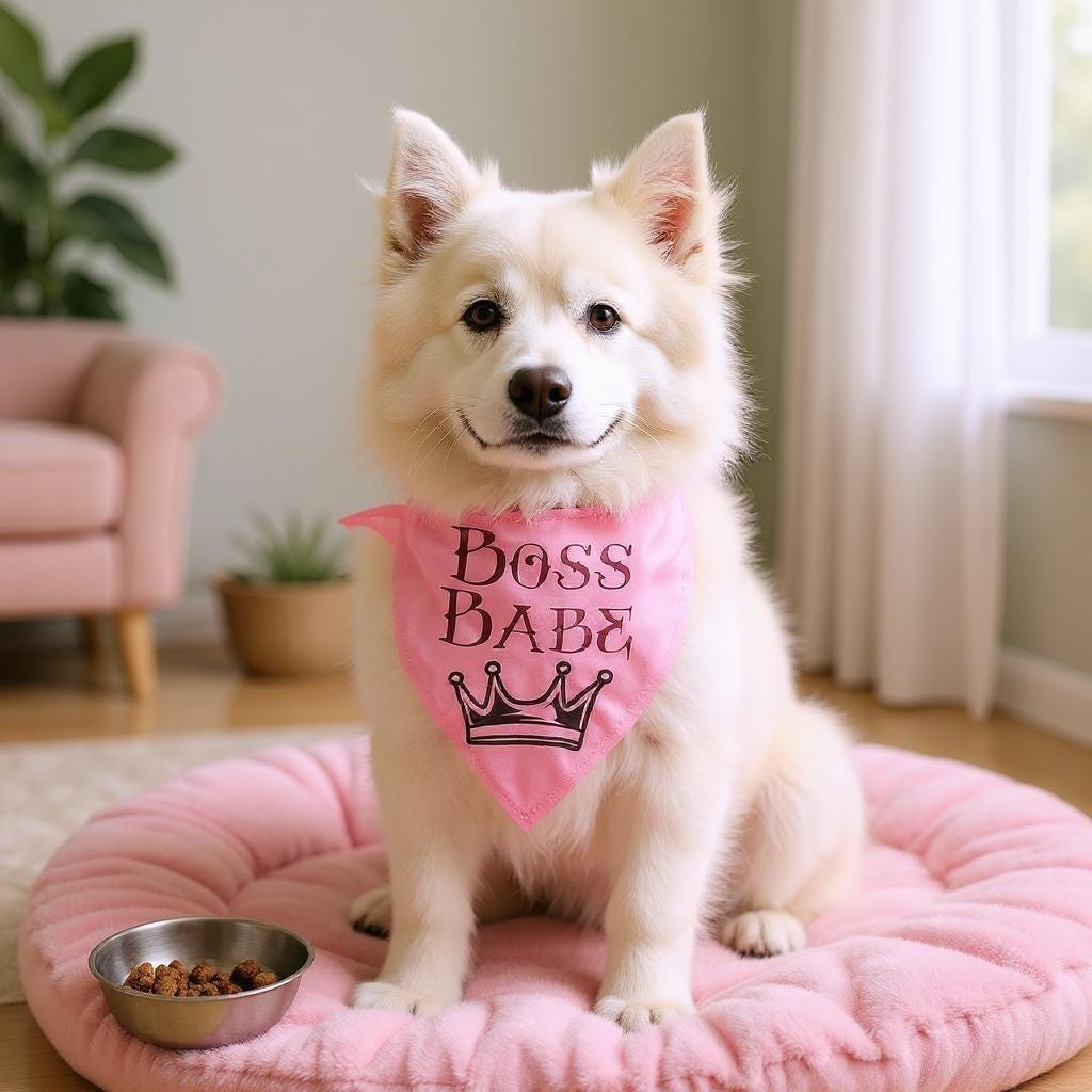 Medium Pink Boss Babe with Crown Dog Bandana, Dog Clothes, Pet Accessories, Pet Supplies, Dog Gifts, Custom Dog Bandana, Gifts for Pets - Thumbnail 2