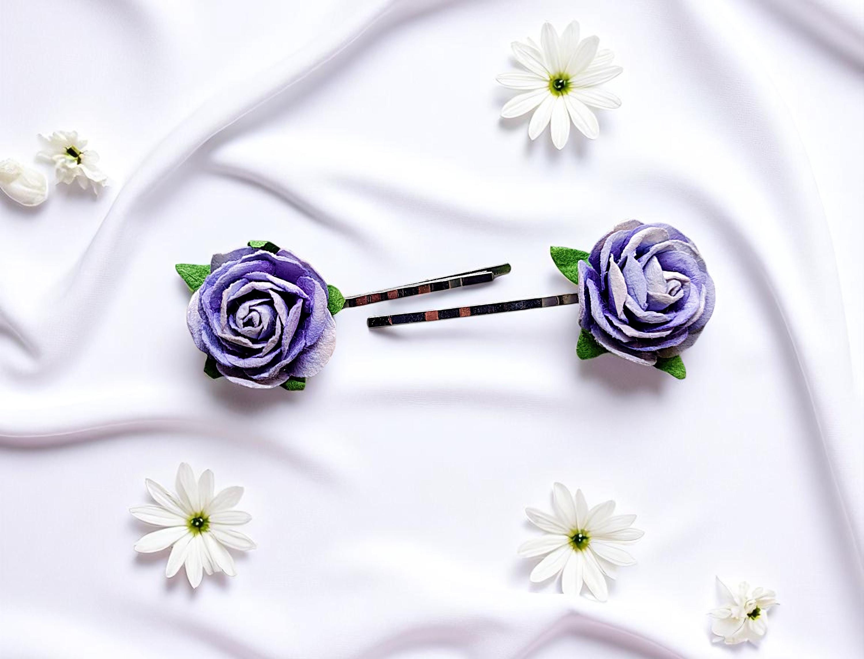 Purple Floral Hair Pin Barrettes, Girls Accessories, Gifts for Girls, Bridesmaid Hair Pins, Flower Hair Barrettes, Cute Hair Clips, Wedding