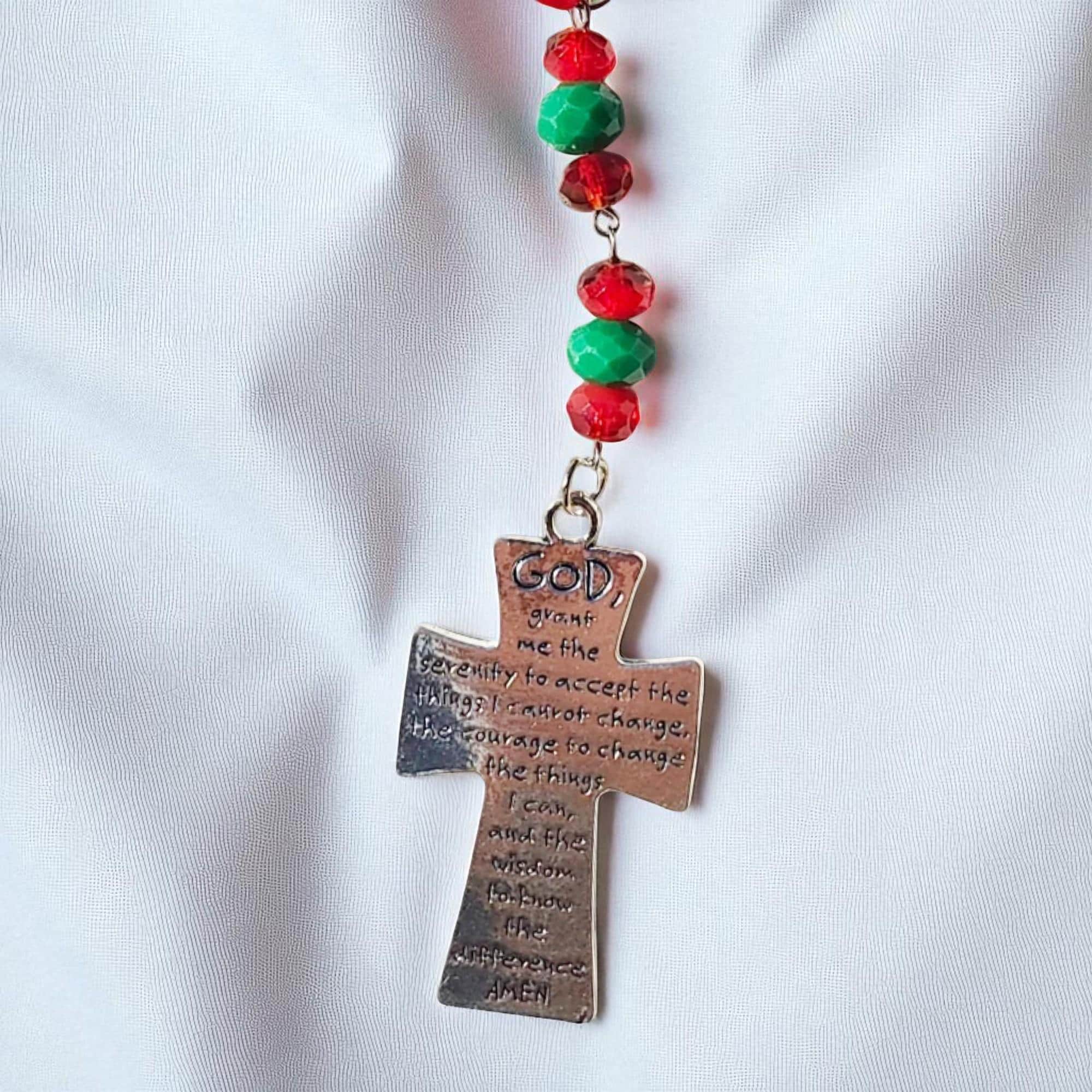 Serenity Prayer Cross Icicle Ornament, Recovery Gift, Handmade Christmas Ornament, Christian Gifts, Baptism Gift, Holiday Pastor Gift - Thumbnail 2