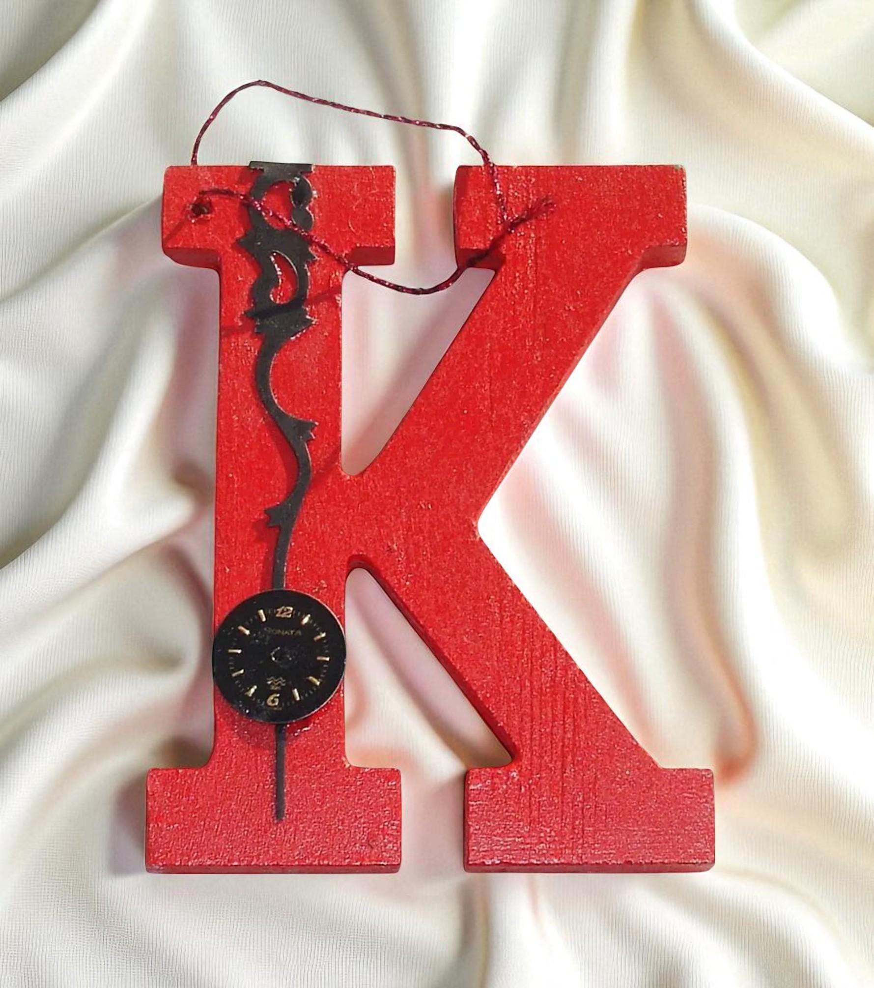 Handcrafted Wooden Letter Initial K Ornament, Handmade Christmas Ornament, Personalized Holiday Gift, Xmas Gift for Family, Family Ornament