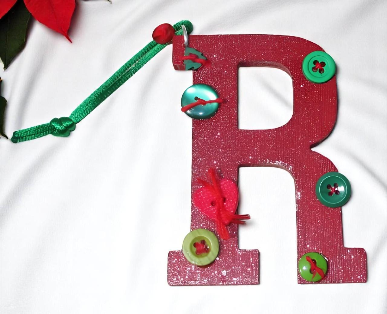 Handmade Wooden Letter Initial R Ornament, Handmade Christmas Ornament, Personalized Ornament, Xmas Keepsake, Family Gift, Family Ornament - Thumbnail 6
