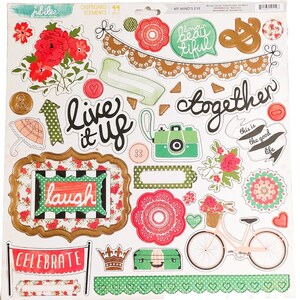 Live It Up 'My Minds Eye' Chipboard Elements, Card Making, Junk Journal, Paper Crafting, Colorful Stickers, Die Cuts, Scrapbook, Craft Kits