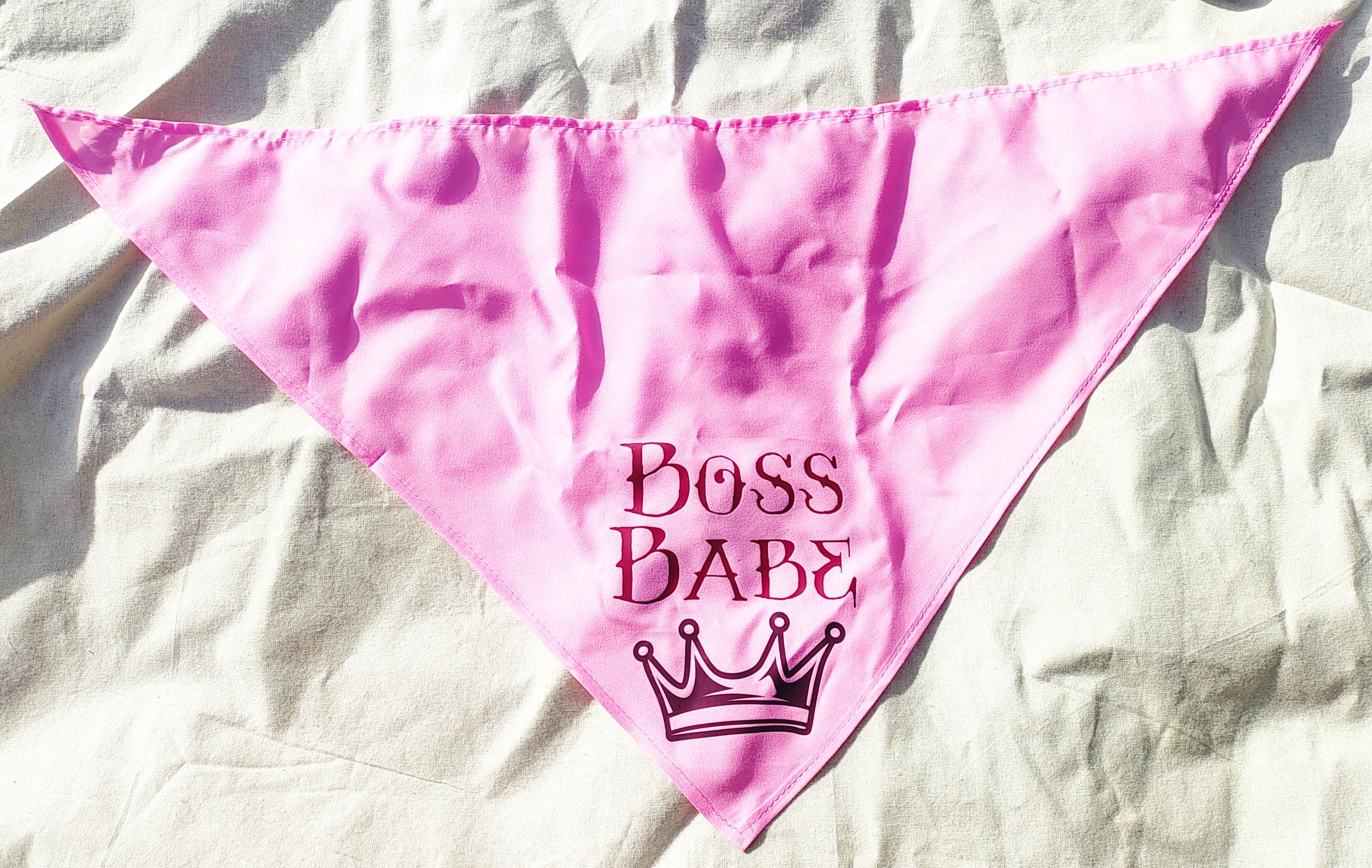 Medium Pink Boss Babe with Crown Dog Bandana, Dog Clothes, Pet Accessories, Pet Supplies, Dog Gifts, Custom Dog Bandana, Gifts for Pets - Thumbnail 3