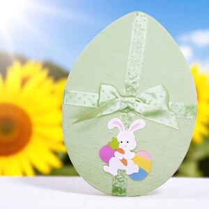 Osterhase Osterhase Grußkarte in Eiform - Handgemachte Osterkarte für Kinder und Erwachsene, Frühlingskarten, Karten zu Ostern