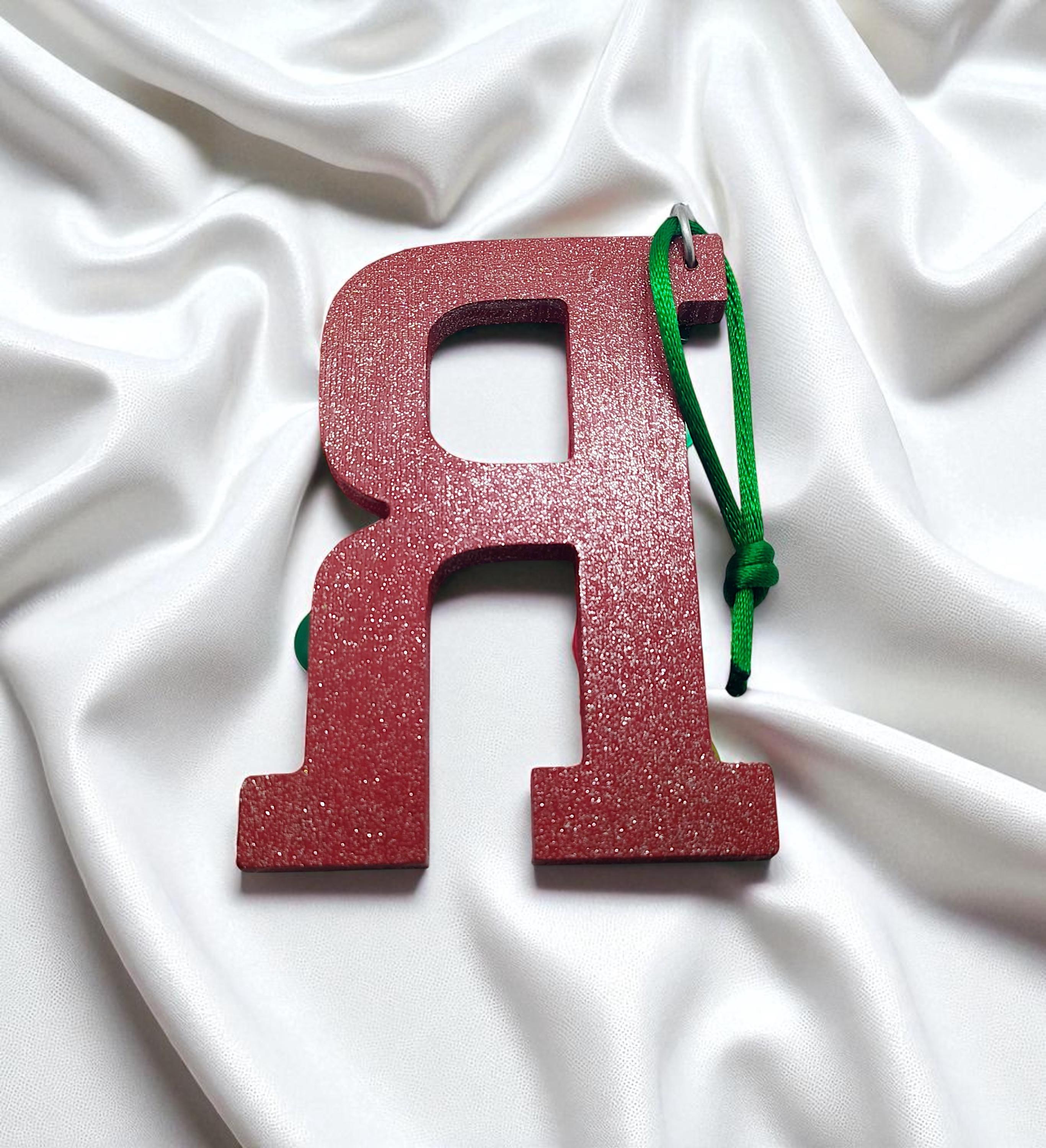 Handmade Wooden Letter Initial R Ornament, Handmade Christmas Ornament, Personalized Ornament, Xmas Keepsake, Family Gift, Family Ornament - Thumbnail 4