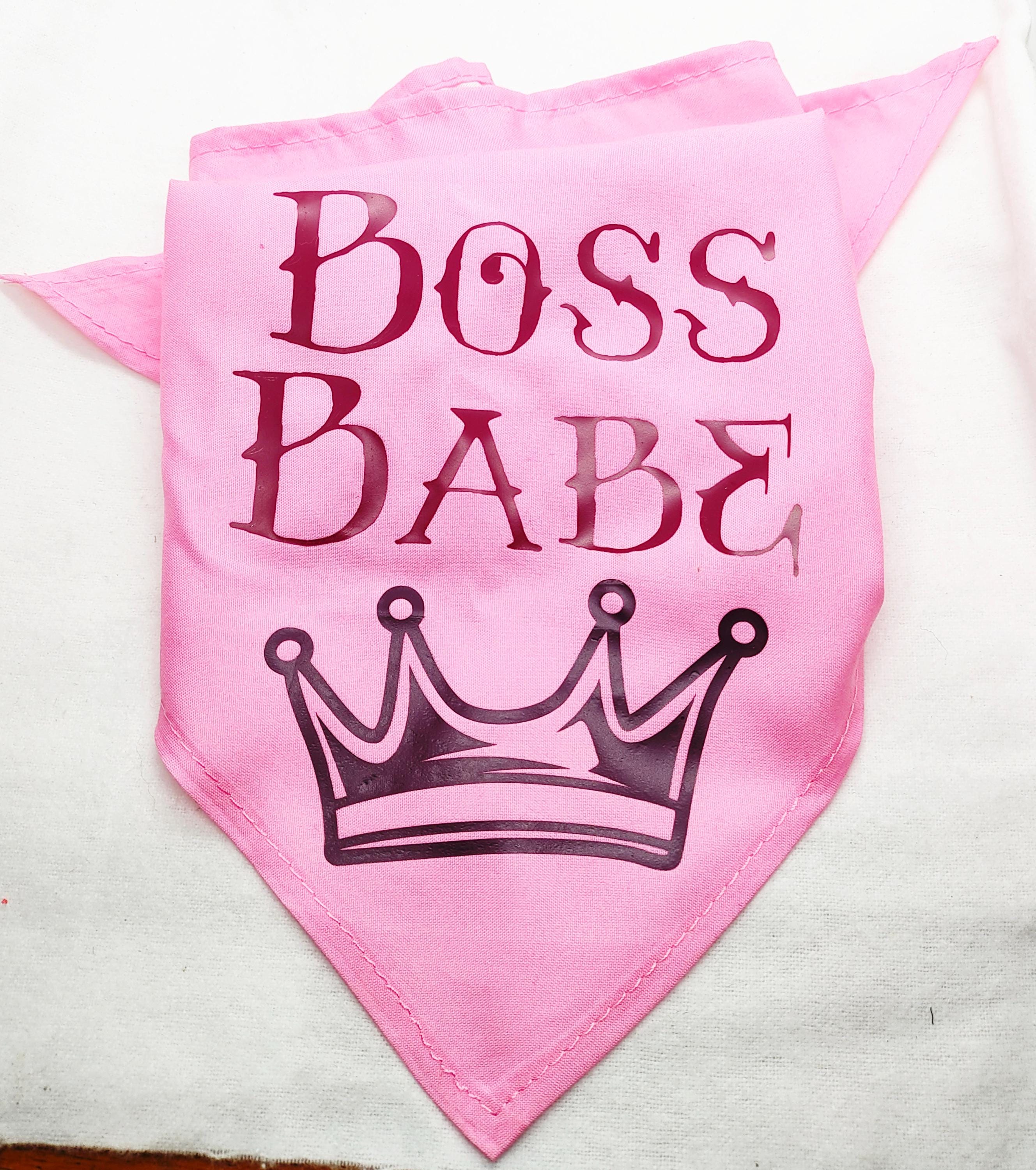 Medium Pink Boss Babe with Crown Dog Bandana, Dog Clothes, Pet Accessories, Pet Supplies, Dog Gifts, Custom Dog Bandana, Gifts for Pets - Thumbnail 4