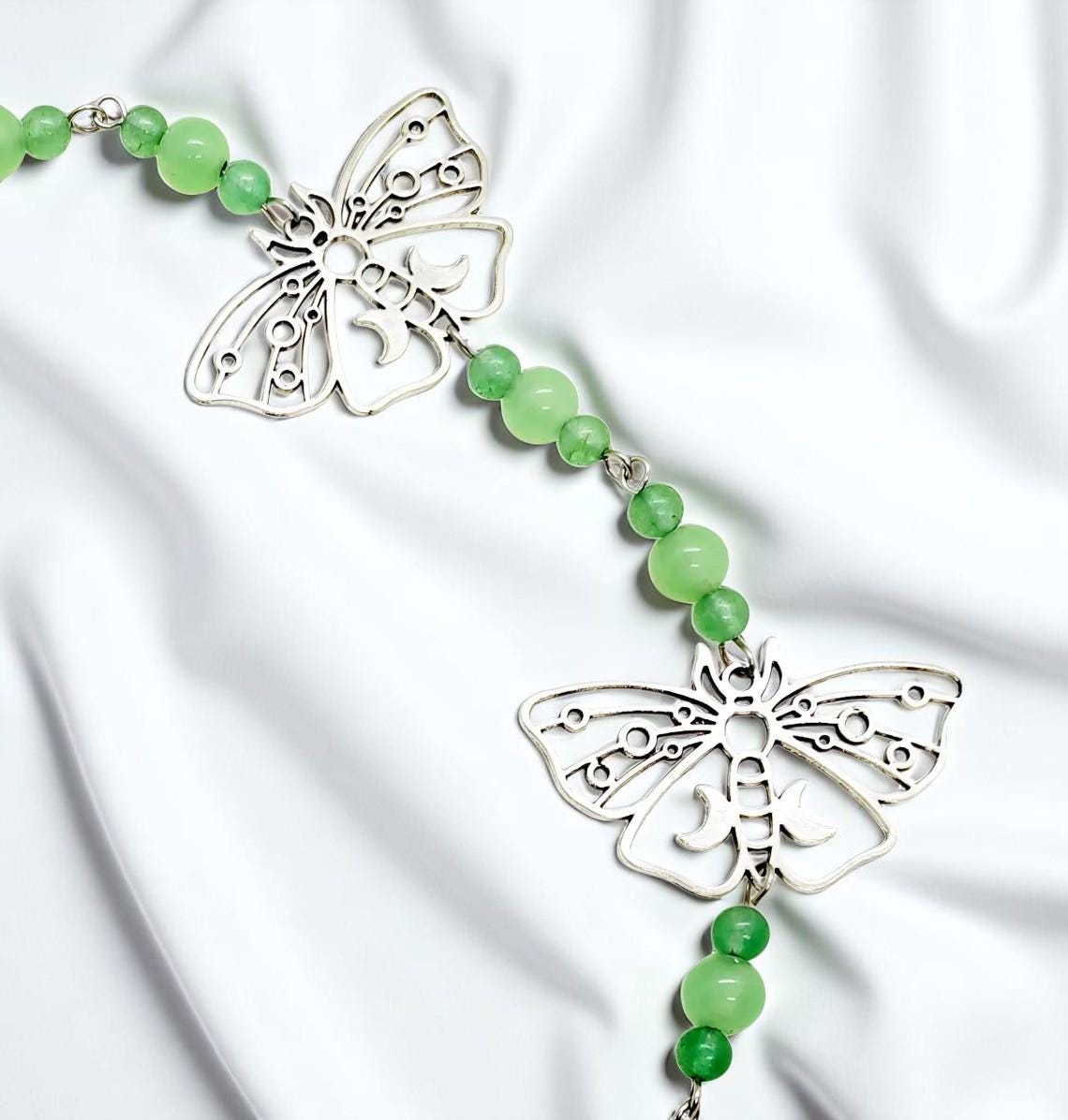 Beaded Green Gem Hanging Crystal Prism Suncatcher, Patio Decor, Garden Decor, Crystal Sun Catcher, Garden Art, Window Prism, Outdoor Decor - Thumbnail 3