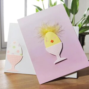 Tarjeta de Pascua con pollito esponjoso, hecha a mano, para niños y adultos, primavera, cumpleaños de primavera, pensando en ti.