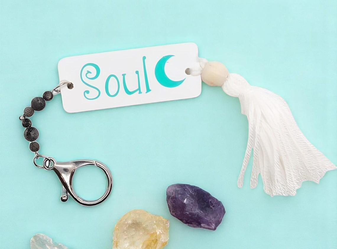 Gypsy Soul Beaded Tassel Purse Charm Key Ring - Bohemian Handmade Accessories, Boho Keychain, Tassel Keychain, Boho Chic, Beaded Keychain - Thumbnail 2