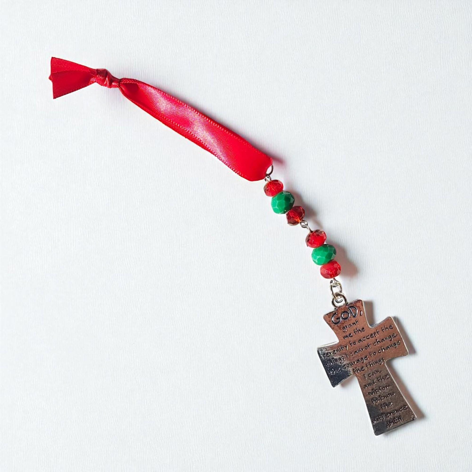 Serenity Prayer Cross Icicle Ornament, Recovery Gift, Handmade Christmas Ornament, Christian Gifts, Baptism Gift, Holiday Pastor Gift - Thumbnail 5