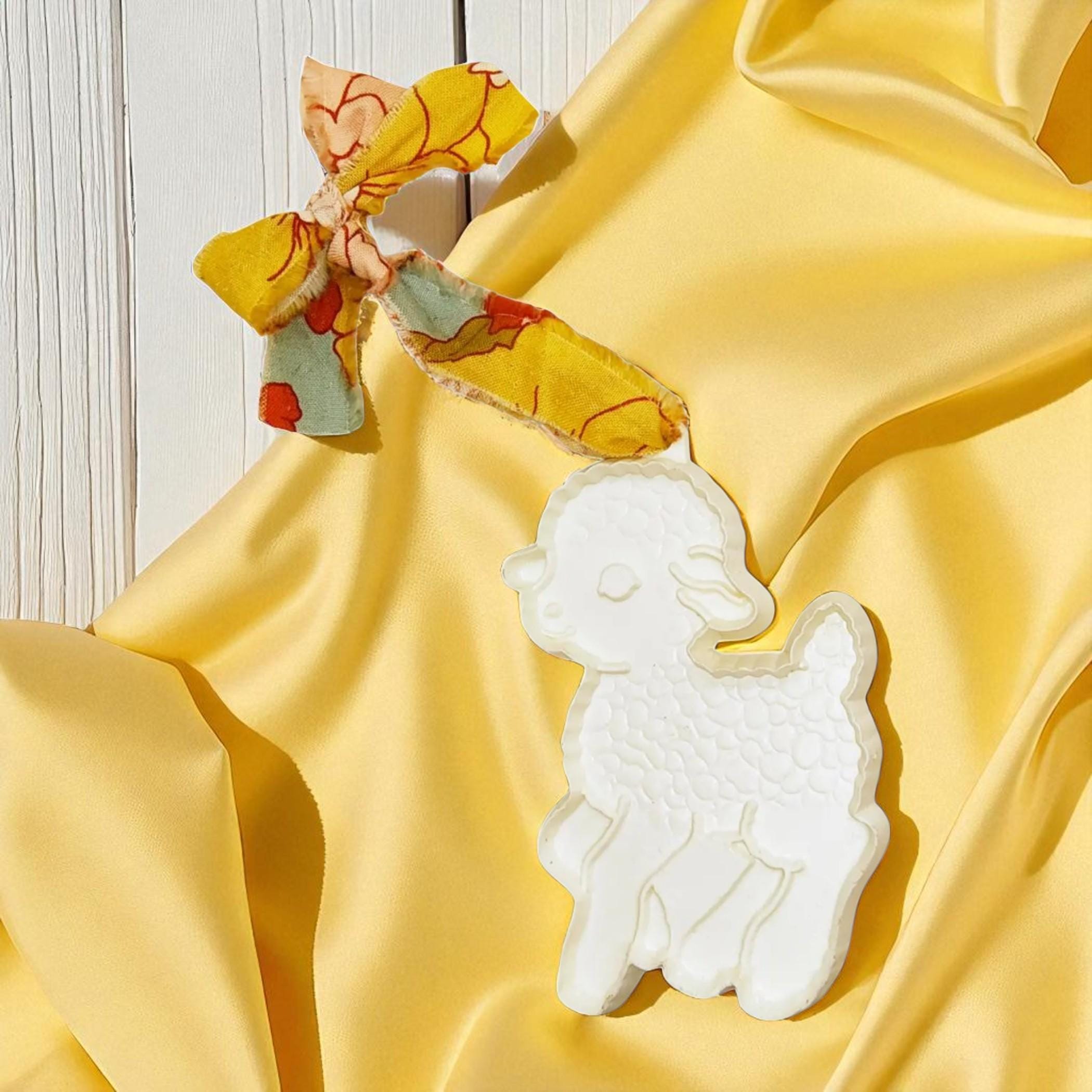 Cute Upcycled Boho Lamb Cookie Cutter Spring Ornament - Spring Hanging Ornament, Indoor / Outdoor Sheep Tree Decoration, Garden Decoration - Thumbnail 2