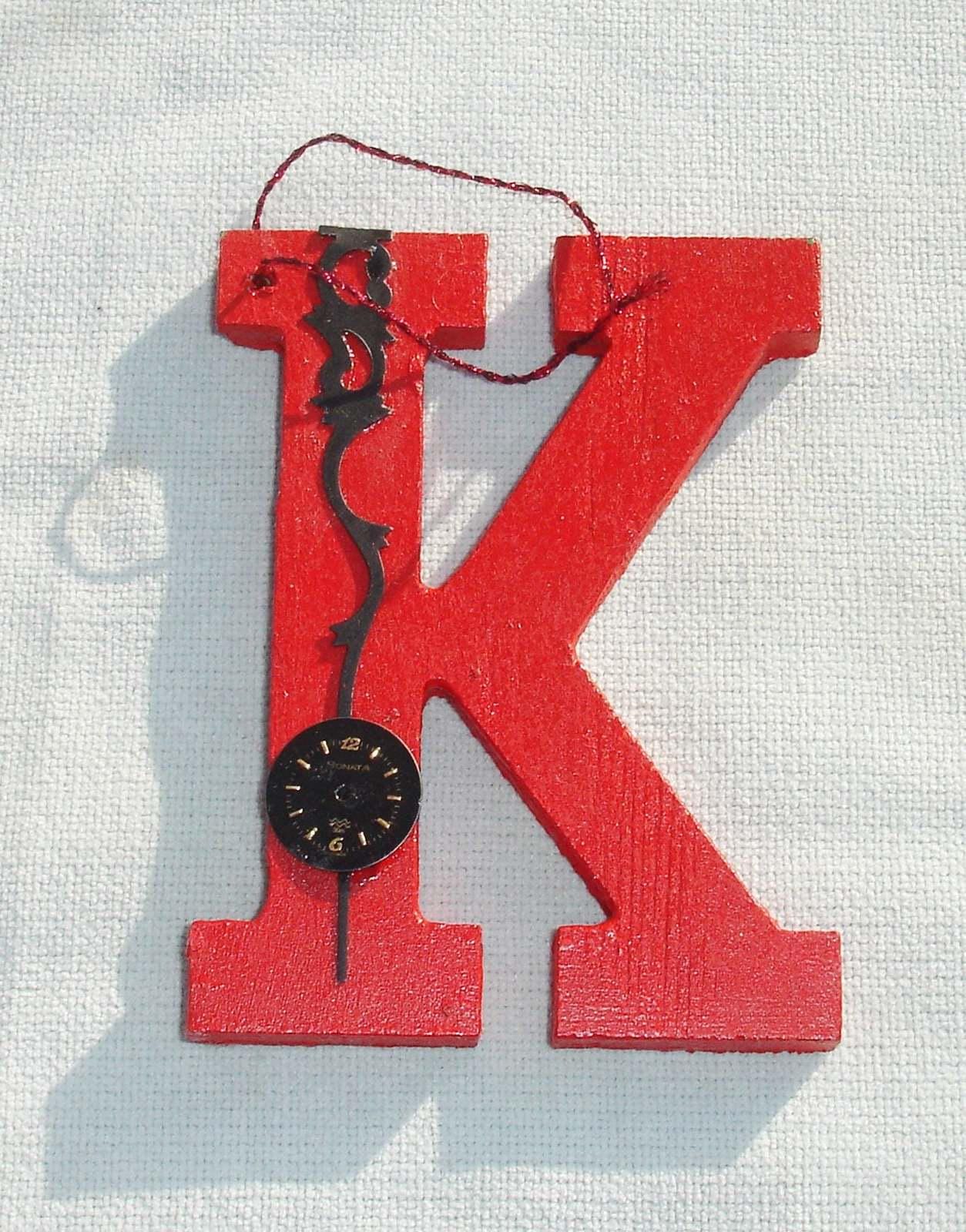 Handcrafted Wooden Letter Initial K Ornament, Handmade Christmas Ornament, Personalized Holiday Gift, Xmas Gift for Family, Family Ornament - Thumbnail 3