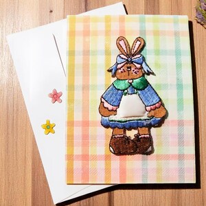 Carte de voeux faite main douce lapin - carte de Pâques fantaisiste pour enfants et adultes, cartes de printemps colorées, cartes de remerciement, anniversaire de printemps
