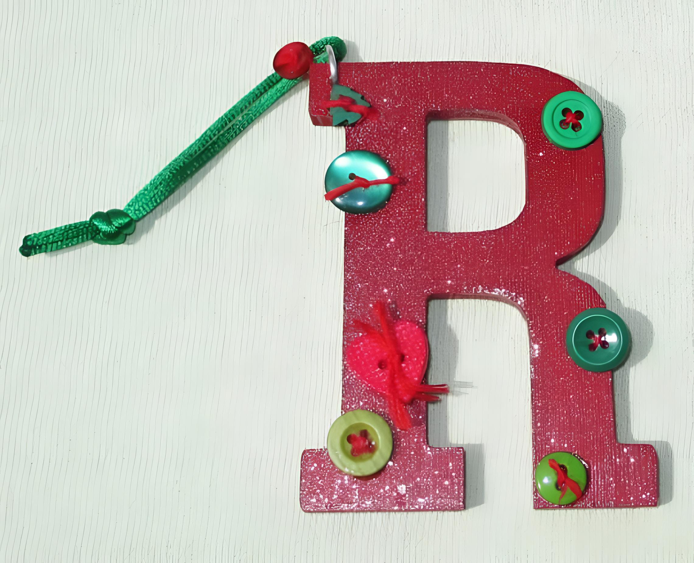 Handmade Wooden Letter Initial R Ornament, Handmade Christmas Ornament, Personalized Ornament, Xmas Keepsake, Family Gift, Family Ornament - Thumbnail 7