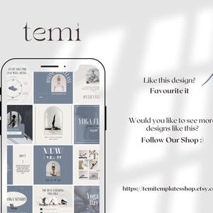 May include: A phone screen displaying a grid of social media posts promoting yoga classes. The posts feature images of yoga poses, text about yoga benefits, and information about online classes. The text on the screen includes "Yoga Class", "New", "Don't", "Yoga Session", "The Best Clothing for Yoga", and "Yoga Day".