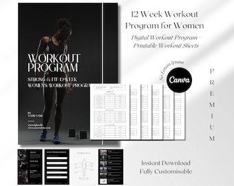 12-Week Workout Program for Trainers: Customizable Canva Templates (Digital Download)